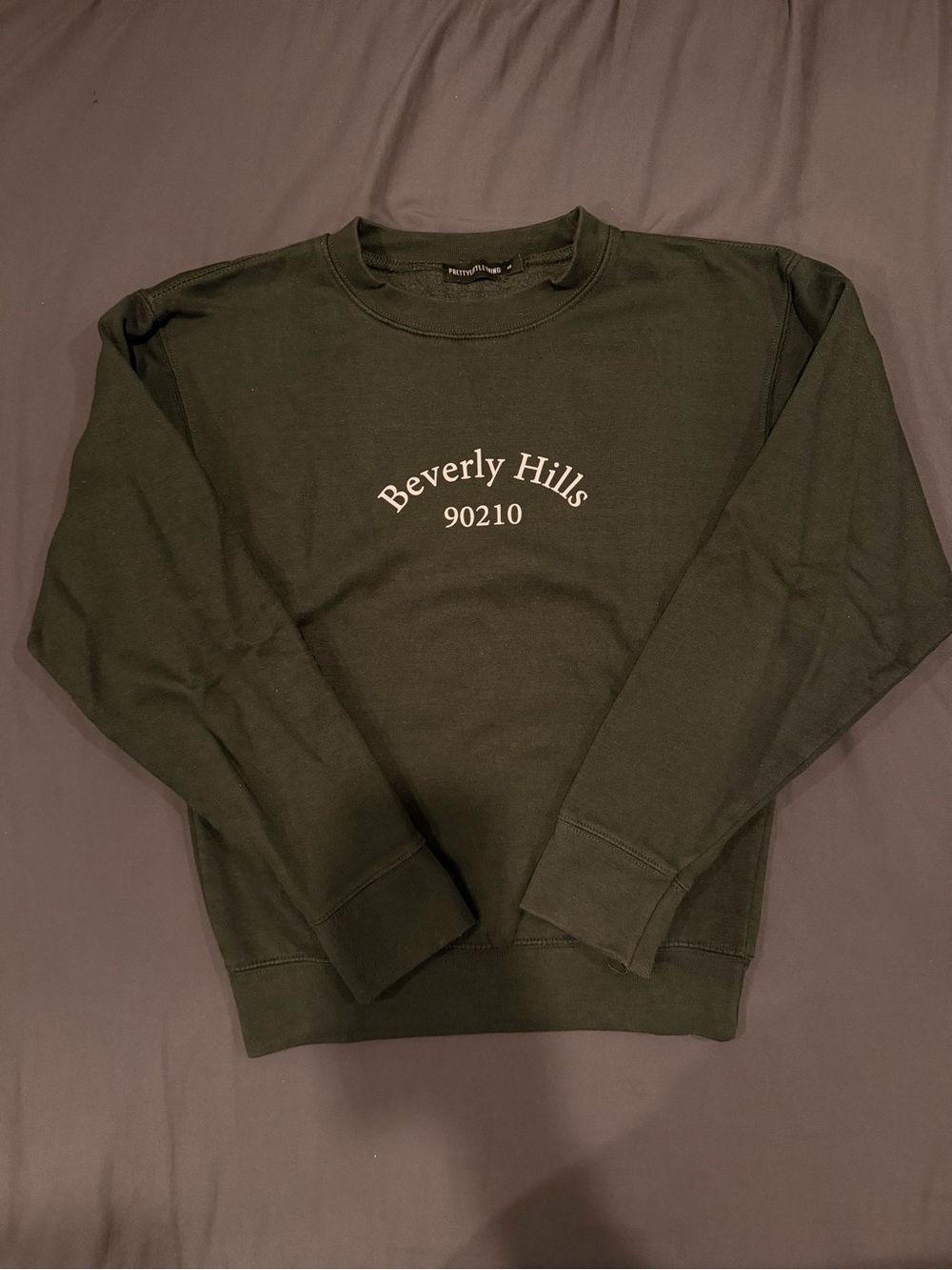 PrettyLittleThing Dark Green 'Beverly Hills 90210' Crewneck Sweater